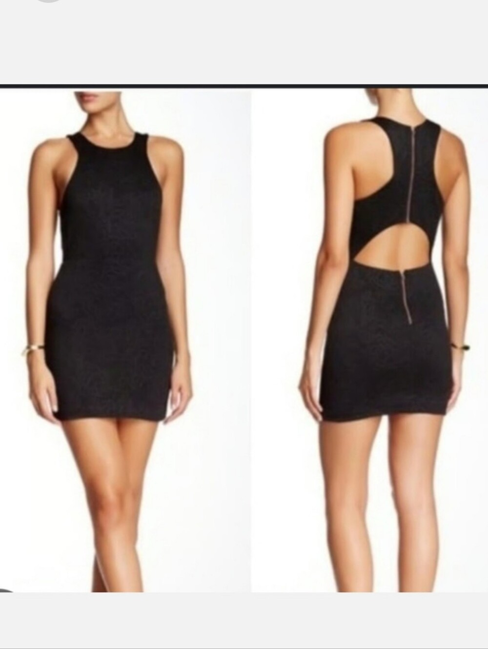 bec & bridge Black Racerback Cutout Mini Dress Sleeveless Lotus Flower Halter
